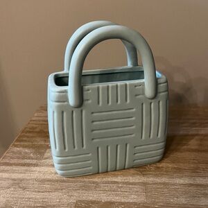 Target. Bullseye. Pale Green Ceramic Purse/Bag Vase.